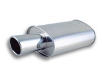 1042 Vibrant StreetPower Turbo Oval Muffler with 4in Round Tip Angle Cut Rolled Edge - 3in inlet I.D.